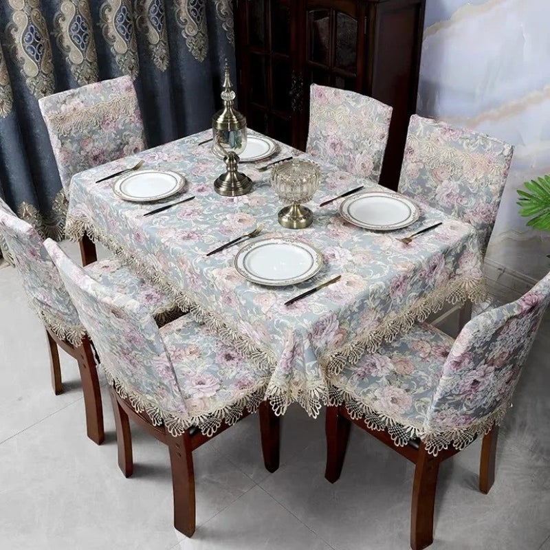 Bluejw New Style Square Jacquard Fabric Embroidery Lace Tablecloth - Image 1